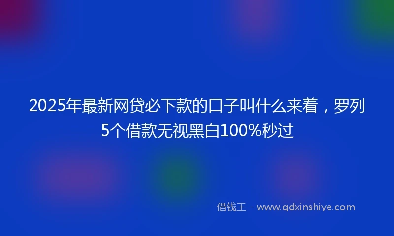 2025年最新网贷必下款的口子叫什么来着，罗列5个借款无视黑白100%秒过