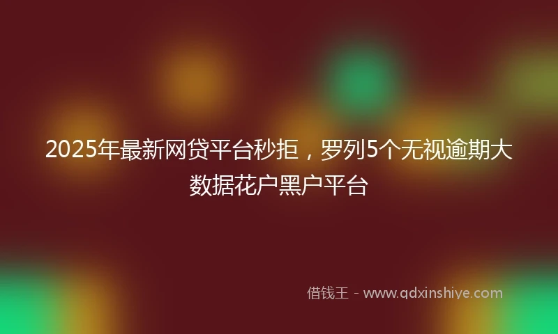 2025年最新网贷平台秒拒，罗列5个无视逾期大数据花户黑户平台