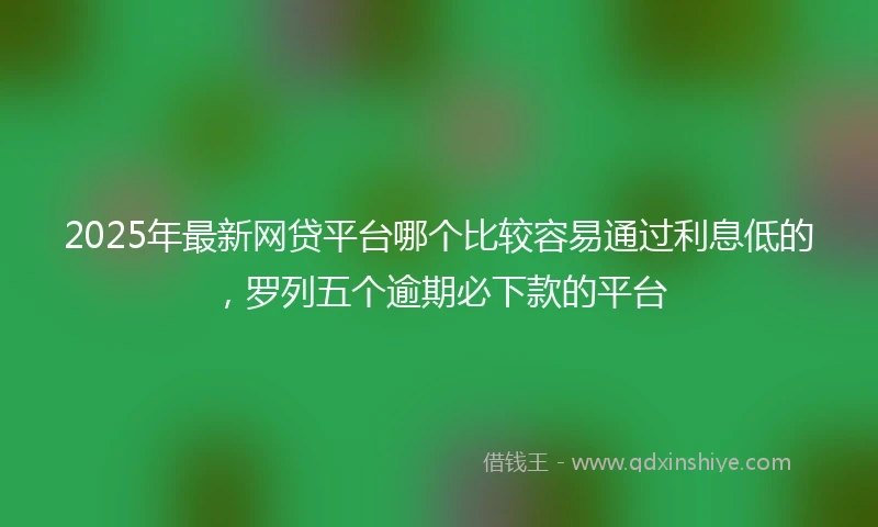 2025年最新网贷平台哪个比较容易通过利息低的，罗列五个逾期必下款的平台