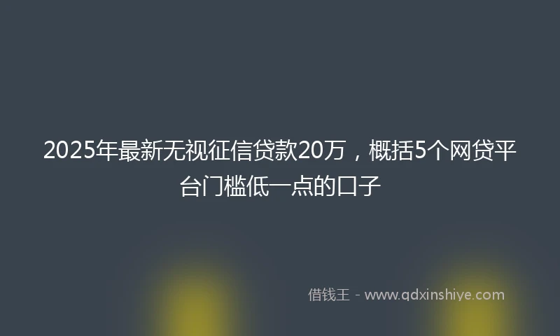 2025年最新无视征信贷款20万，概括5个网贷平台门槛低一点的口子