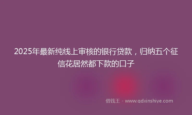 2025年最新纯线上审核的银行贷款，归纳五个征信花居然都下款的口子