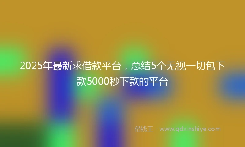 2025年最新求借款平台，总结5个无视一切包下款5000秒下款的平台