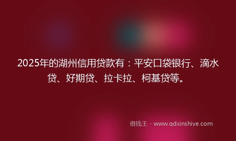2025年的湖州信用贷款有：平安口袋银行、滴水贷、好期贷、拉卡拉、柯基贷等。