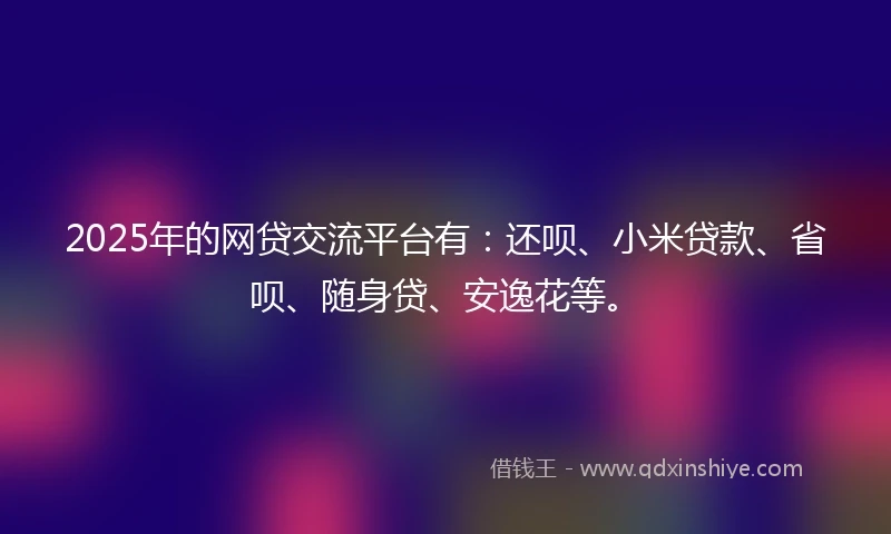 2025年的网贷交流平台有：还呗、小米贷款、省呗、随身贷、安逸花等。