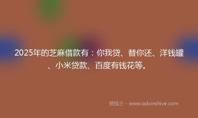 2025年的芝麻借款有：你我贷、替你还、洋钱罐、小米贷款、百度有钱花等。
