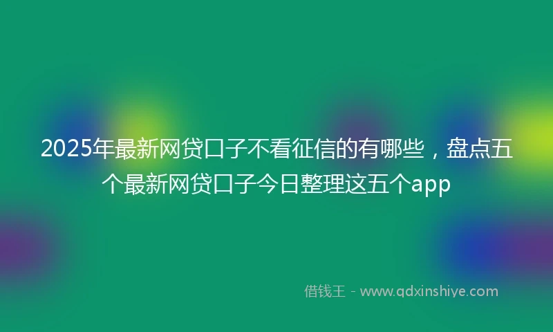 2025年最新网贷口子不看征信的有哪些，盘点五个最新网贷口子今日整理这五个app