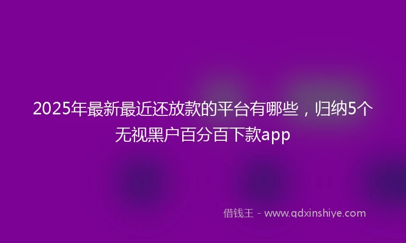 2025年最新最近还放款的平台有哪些，归纳5个无视黑户百分百下款app