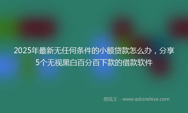 2025年最新无任何条件的小额贷款怎么办，分享5个无视黑白百分百下款的借款软件