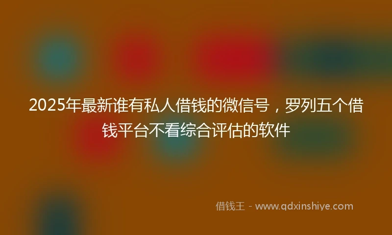 2025年最新谁有私人借钱的微信号，罗列五个借钱平台不看综合评估的软件