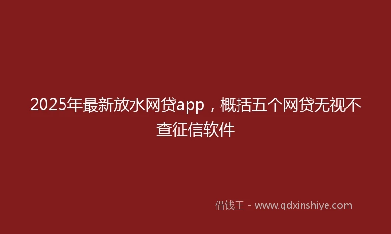 2025年最新放水网贷app，概括五个网贷无视不查征信软件