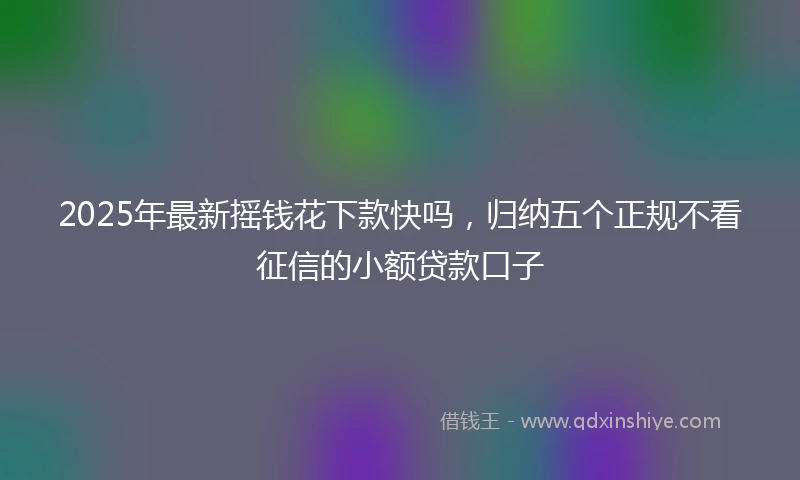 2025年最新摇钱花下款快吗，归纳五个正规不看征信的小额贷款口子