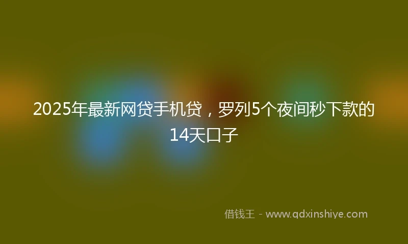 2025年最新网贷手机贷,罗列5个夜间秒下款的14天口子