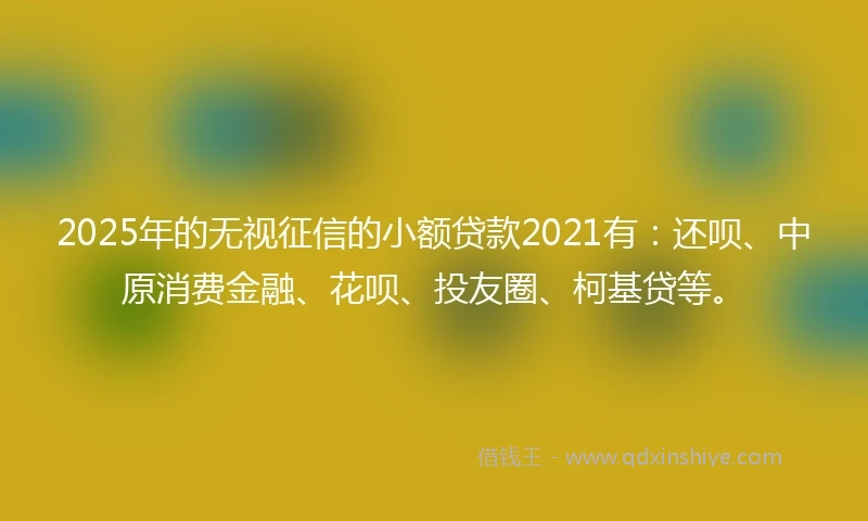 2025年的无视征信的小额贷款2021有：还呗、中原消费金融、花呗、投友圈、柯基贷等。