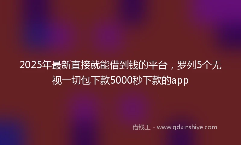 2025年最新直接就能借到钱的平台，罗列5个无视一切包下款5000秒下款的app