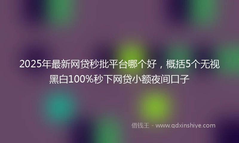 2025年最新网贷秒批平台哪个好，概括5个无视黑白100%秒下网贷小额夜间口子