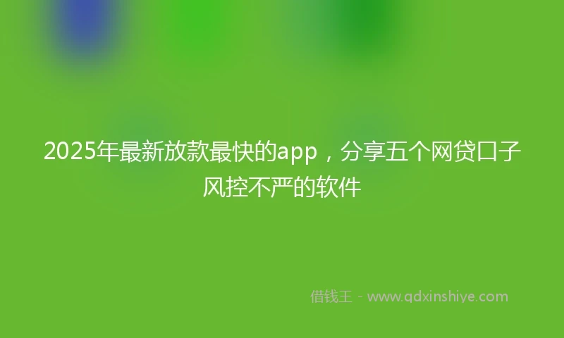 2025年最新放款最快的app，分享五个网贷口子风控不严的软件