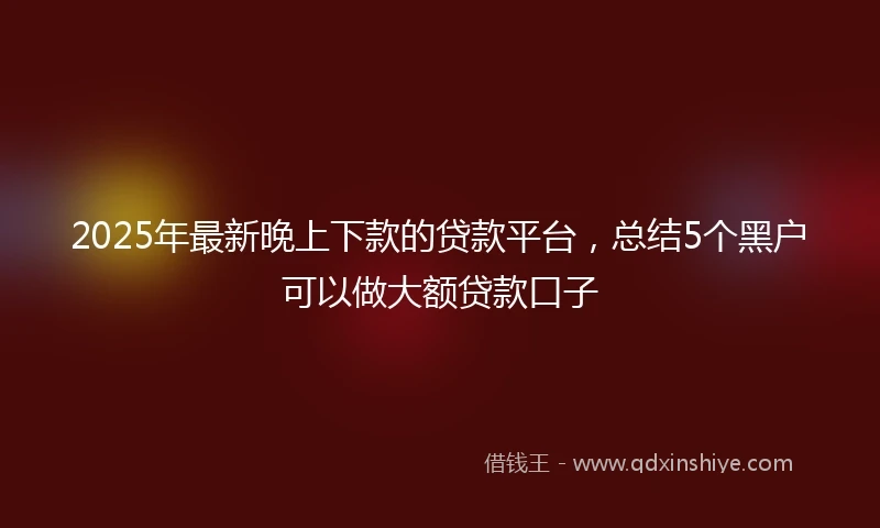 2025年最新晚上下款的贷款平台，总结5个黑户可以做大额贷款口子