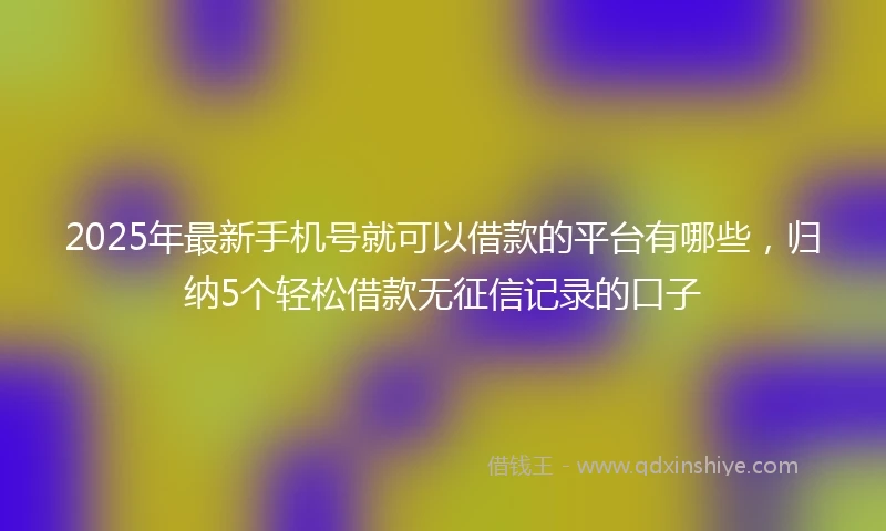 2025年最新手机号就可以借款的平台有哪些，归纳5个轻松借款无征信记录的口子