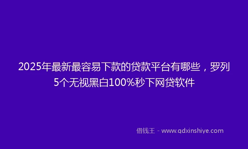 2025年最新最容易下款的贷款平台有哪些，罗列5个无视黑白100%秒下网贷软件