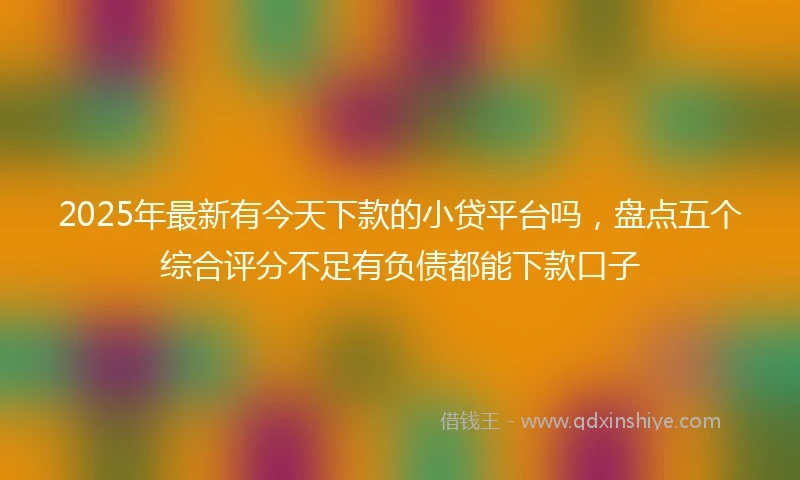 2025年最新有今天下款的小贷平台吗，盘点五个综合评分不足有负债都能下款口子