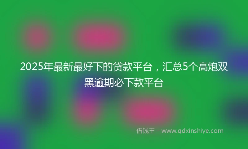 2025年最新最好下的贷款平台，汇总5个高炮双黑逾期必下款平台