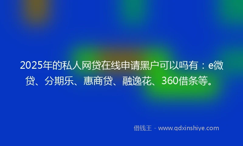 2025年的私人网贷在线申请黑户可以吗有：e微贷、分期乐、惠商贷、融逸花、360借条等。