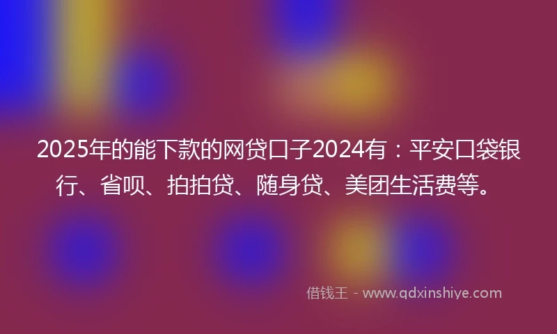 2025年的能下款的网贷口子2024有：平安口袋银行、省呗、拍拍贷、随身贷、美团生活费等。