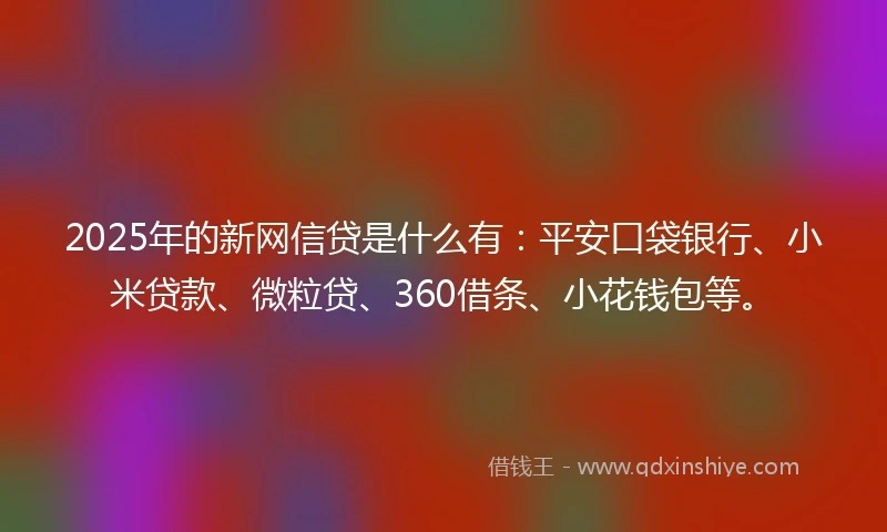 2025年的新网信贷是什么有：平安口袋银行、小米贷款、微粒贷、360借条、小花钱包等。