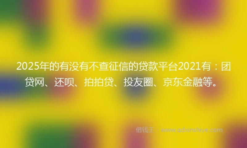 2025年的有没有不查征信的贷款平台2021有：团贷网、还呗、拍拍贷、投友圈、京东金融等。