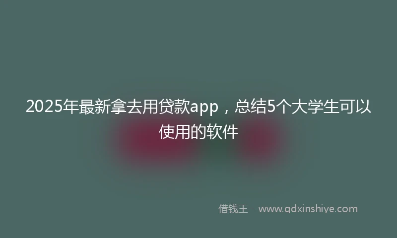 2025年最新拿去用贷款app，总结5个大学生可以使用的软件