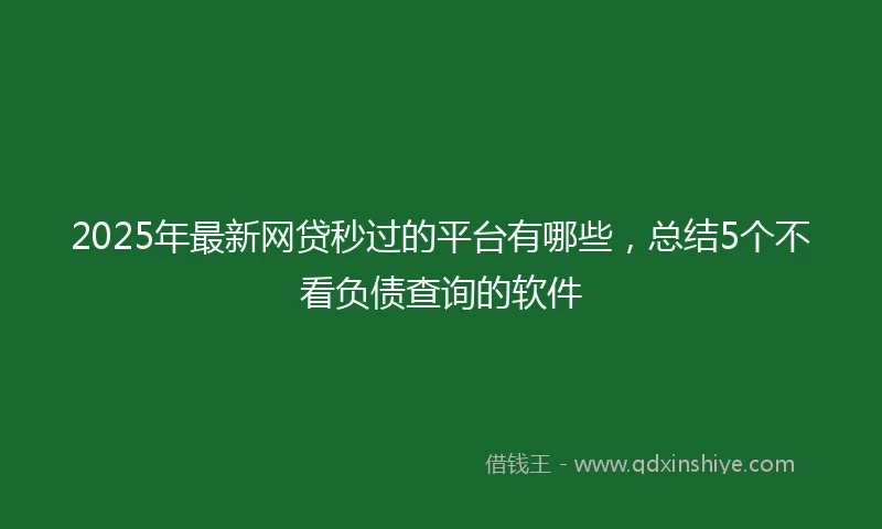 2025年最新网贷秒过的平台有哪些，总结5个不看负债查询的软件