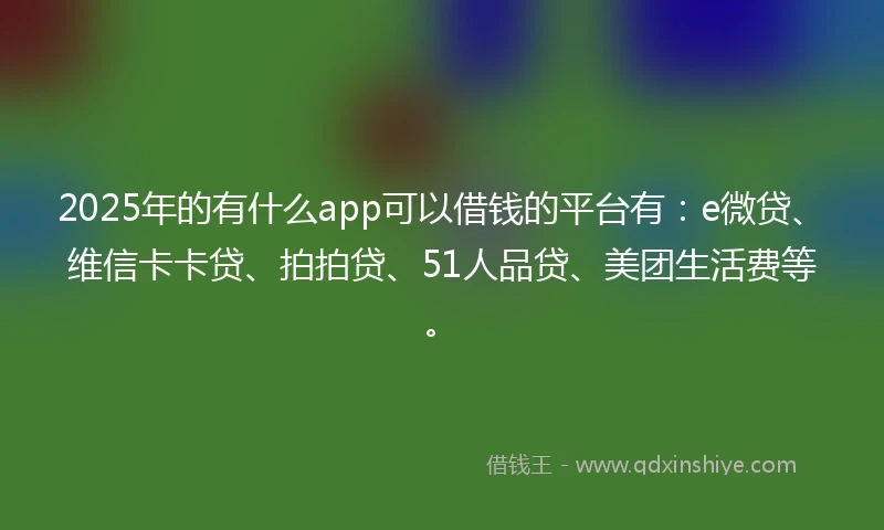 2025年的有什么app可以借钱的平台有：e微贷、维信卡卡贷、拍拍贷、51人品贷、美团生活费等。