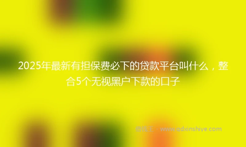 2025年最新有担保费必下的贷款平台叫什么，整合5个无视黑户下款的口子