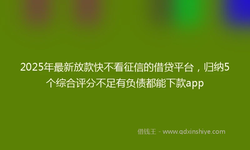 2025年最新放款快不看征信的借贷平台，归纳5个综合评分不足有负债都能下款app