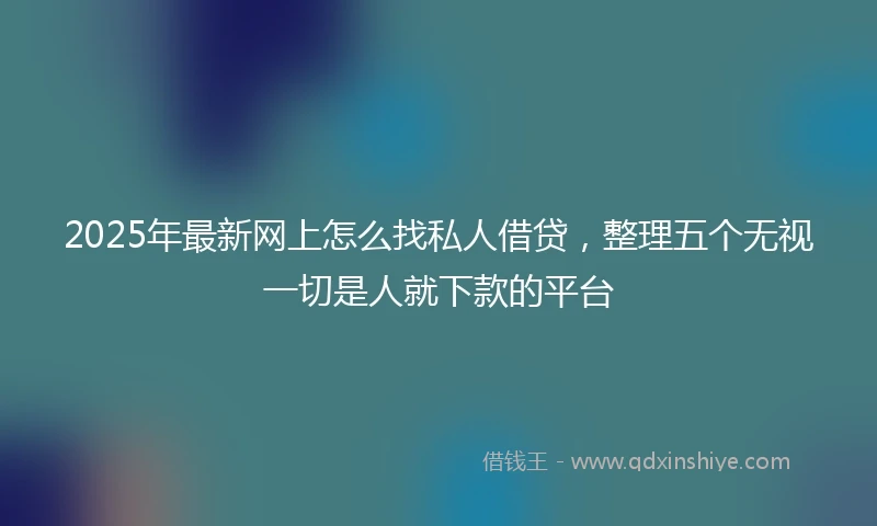 2025年最新网上怎么找私人借贷，整理五个无视一切是人就下款的平台