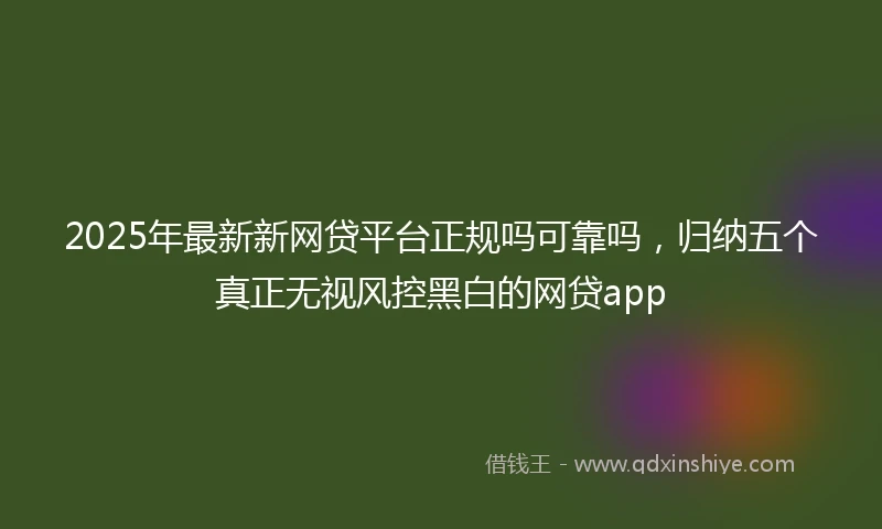 2025年最新新网贷平台正规吗可靠吗，归纳五个真正无视风控黑白的网贷app