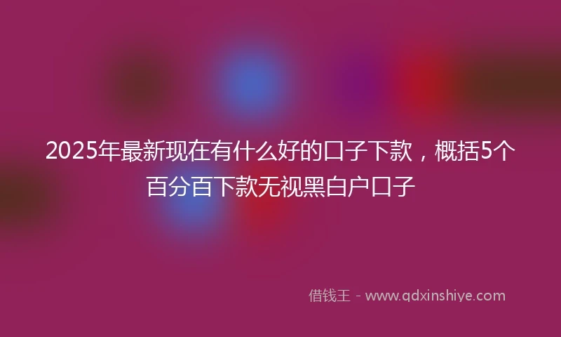2025年最新现在有什么好的口子下款，概括5个百分百下款无视黑白户口子