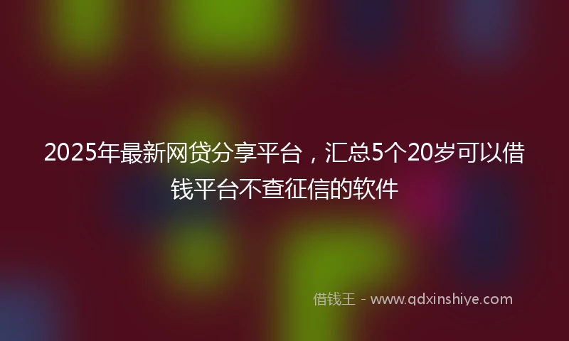 2025年最新网贷分享平台，汇总5个20岁可以借钱平台不查征信的软件