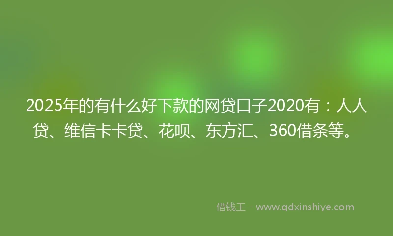 2025年的有什么好下款的网贷口子2020有：人人贷、维信卡卡贷、花呗、东方汇、360借条等。