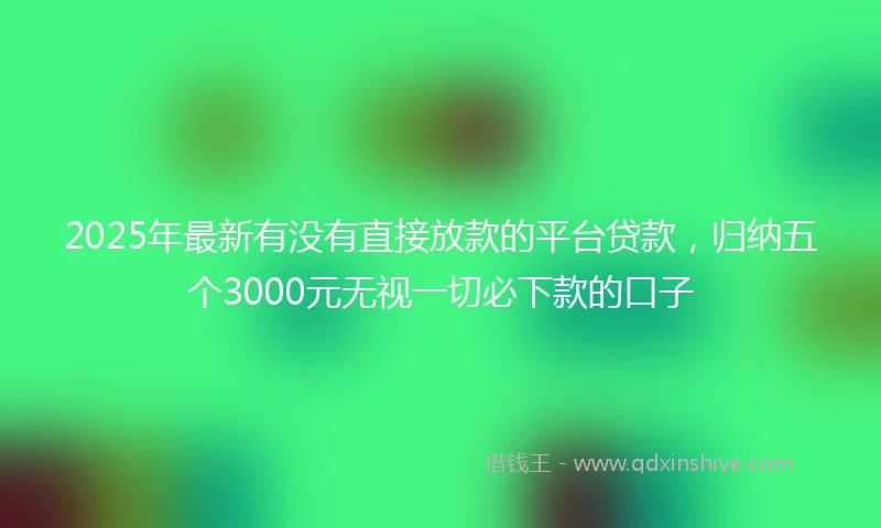 2025年最新有没有直接放款的平台贷款，归纳五个3000元无视一切必下款的口子