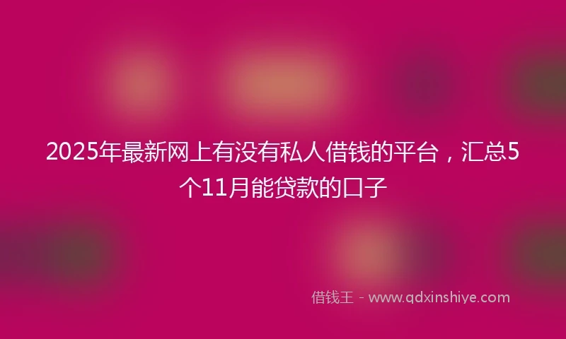 2025年最新网上有没有私人借钱的平台，汇总5个11月能贷款的口子