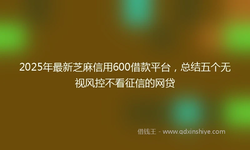 2025年最新芝麻信用600借款平台，总结五个无视风控不看征信的网贷