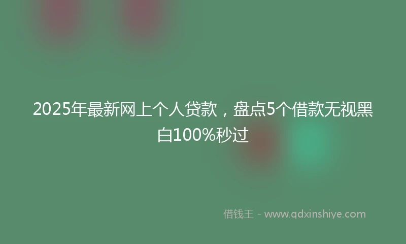 2025年最新网上个人贷款，盘点5个借款无视黑白100%秒过