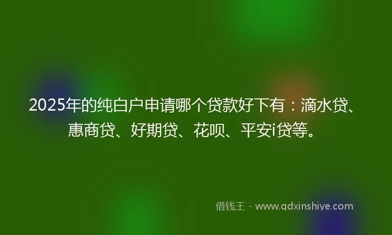 2025年的纯白户申请哪个贷款好下有：滴水贷、惠商贷、好期贷、花呗、平安i贷等。