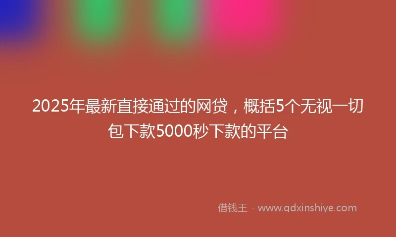 2025年最新直接通过的网贷，概括5个无视一切包下款5000秒下款的平台