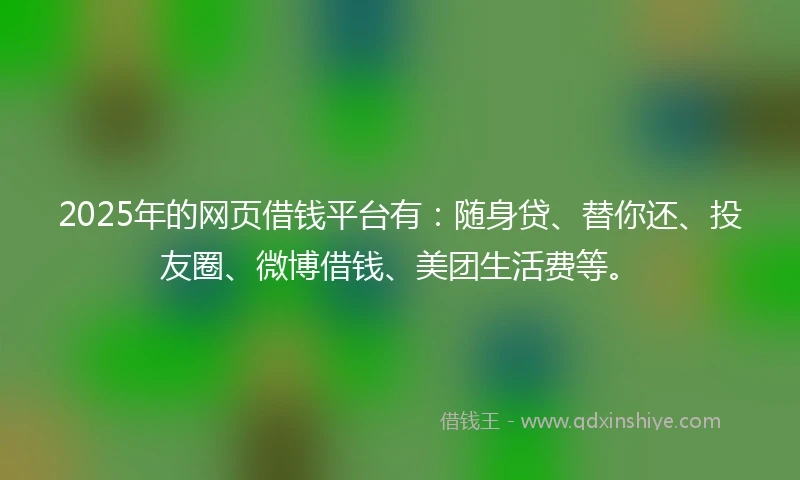 2025年的网页借钱平台有：随身贷、替你还、投友圈、微博借钱、美团生活费等。