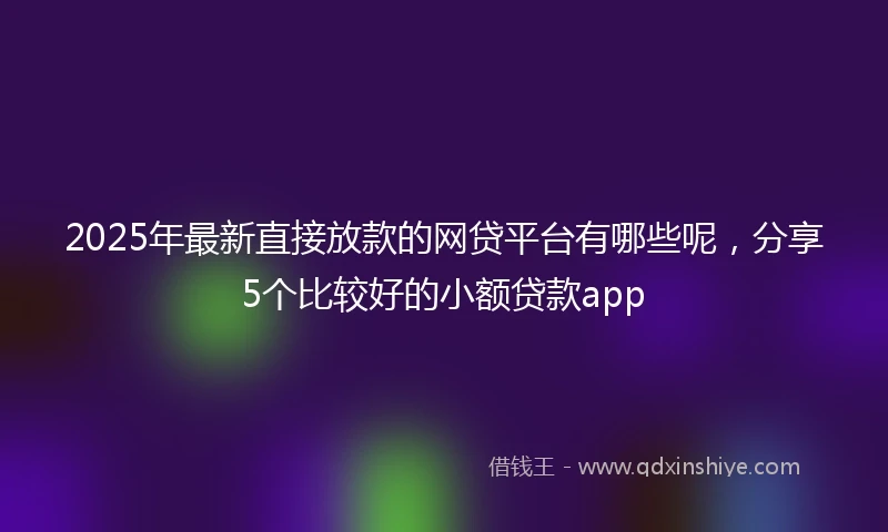 2025年最新直接放款的网贷平台有哪些呢，分享5个比较好的小额贷款app