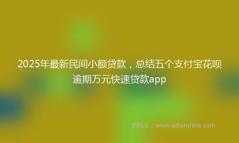2025年最新民间小额贷款，总结五个支付宝花呗逾期万元快速贷款app