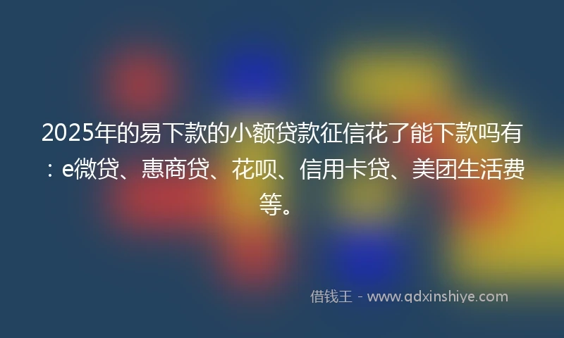 2025年的易下款的小额贷款征信花了能下款吗有：e微贷、惠商贷、花呗、信用卡贷、美团生活费等。