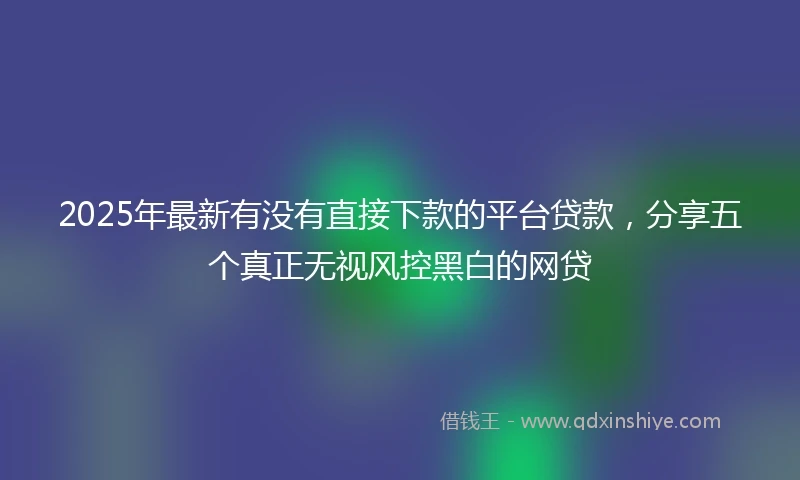2025年最新有没有直接下款的平台贷款，分享五个真正无视风控黑白的网贷